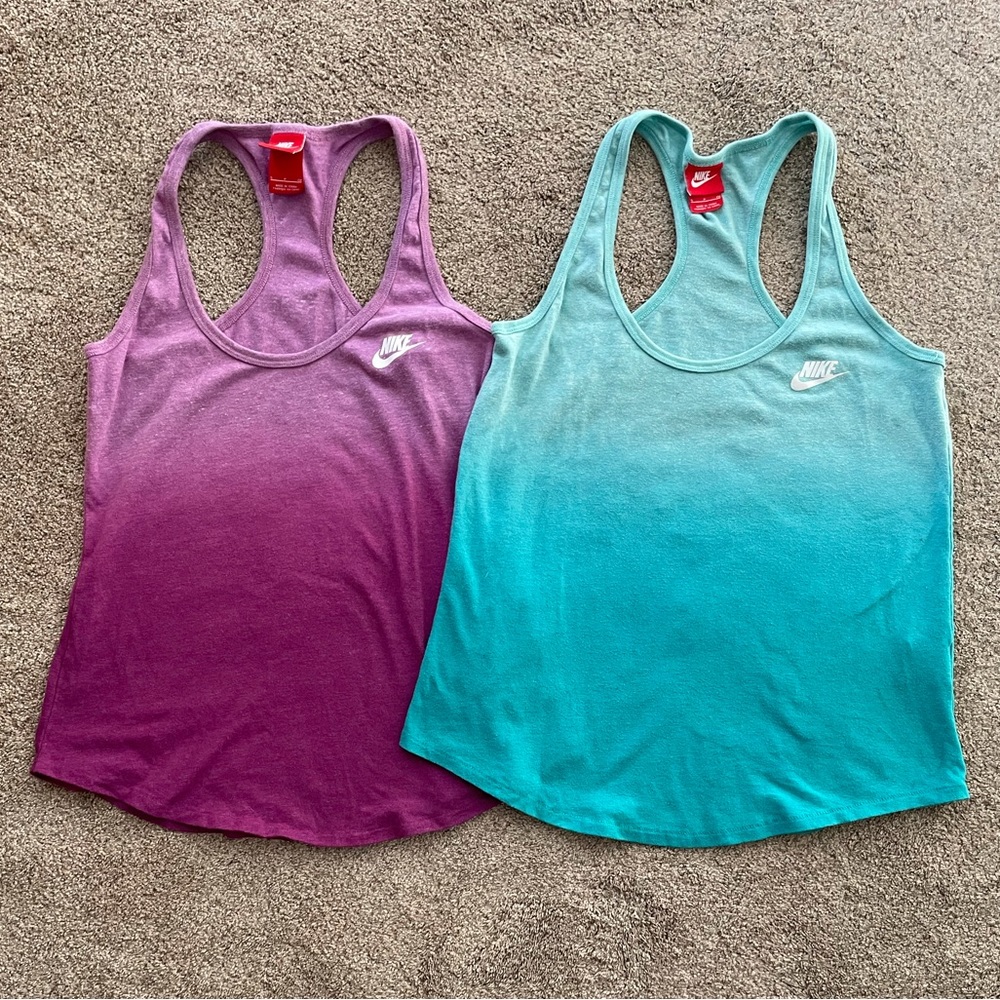Nike Ombré Racerback Tanks Bundle Purple & Teal Blue size S